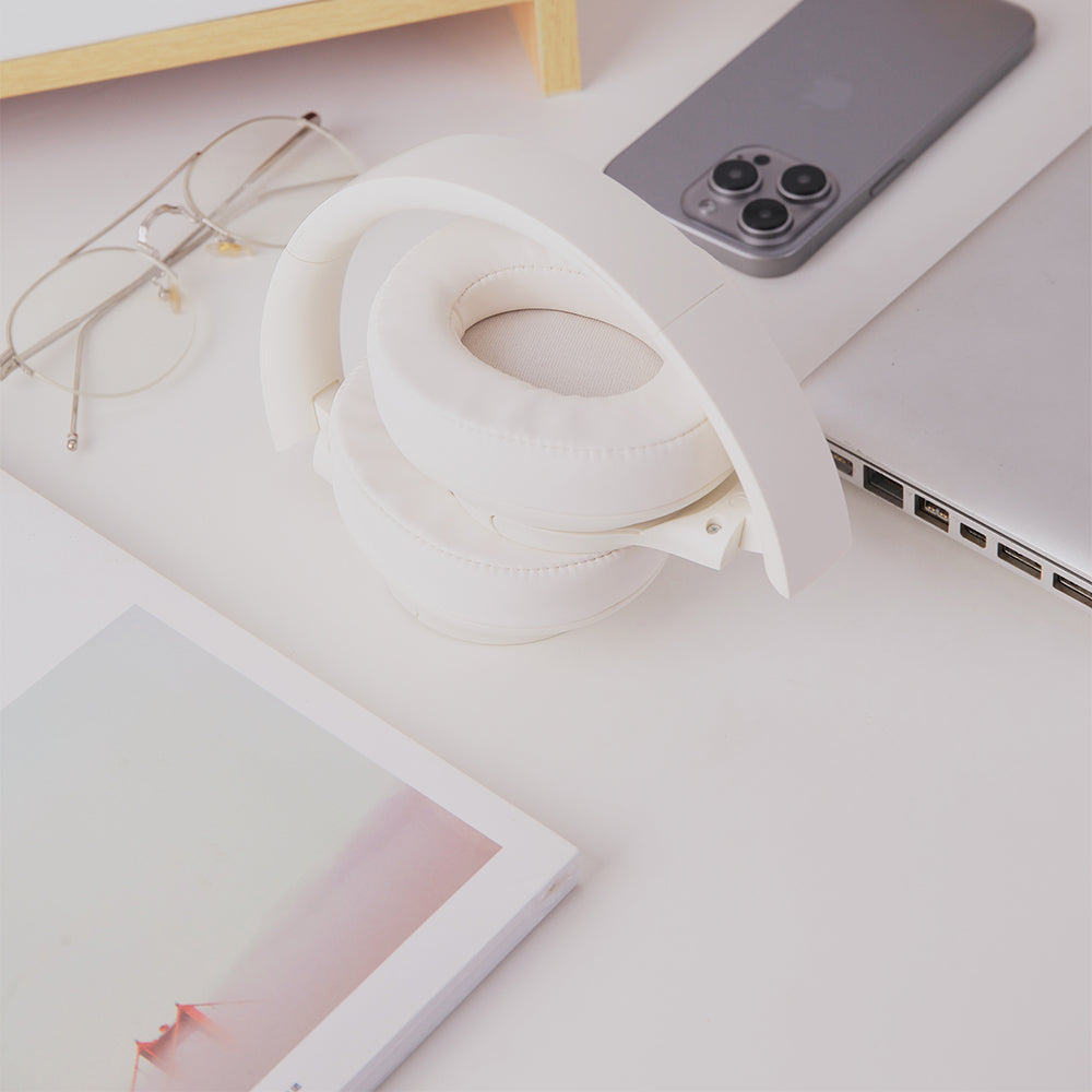 Over Ear Bluetooth Headphone Wireless Foldable Headset Beige
