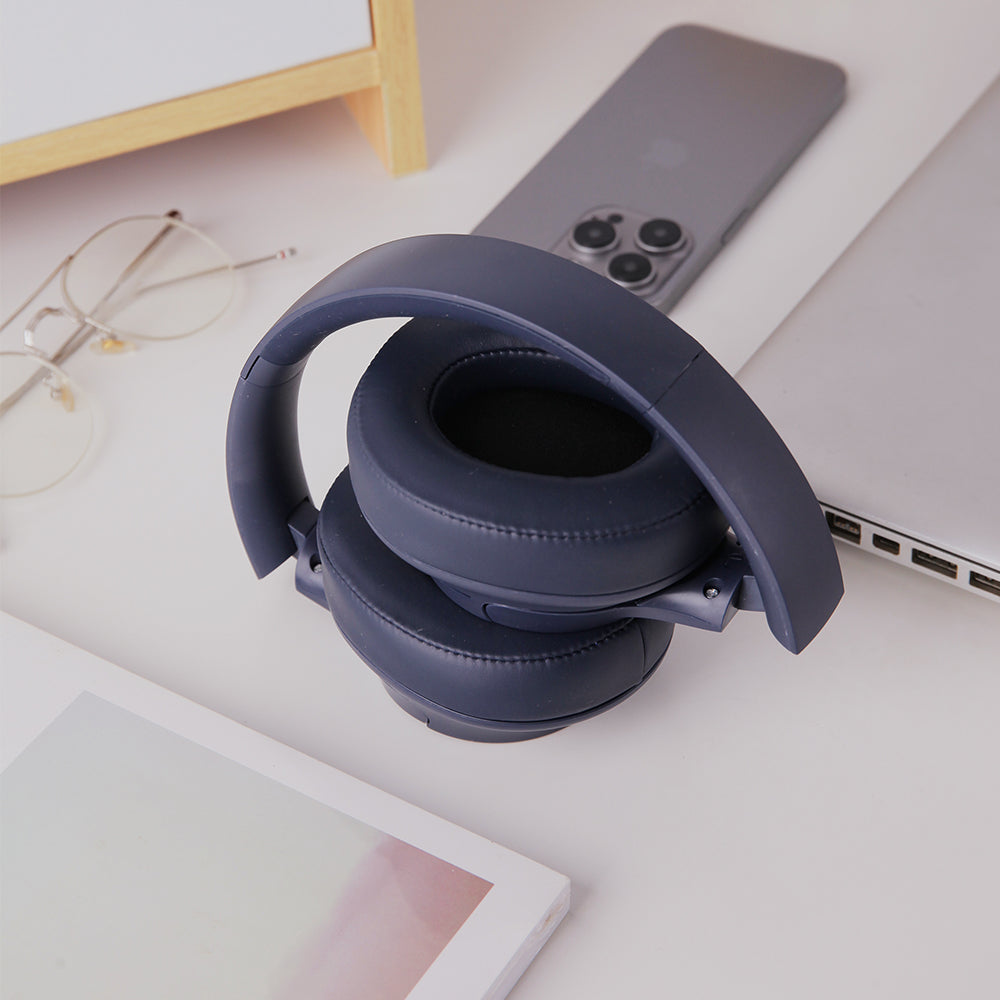 Over Ear Bluetooth Headphone Wireless Foldable Headset Blue