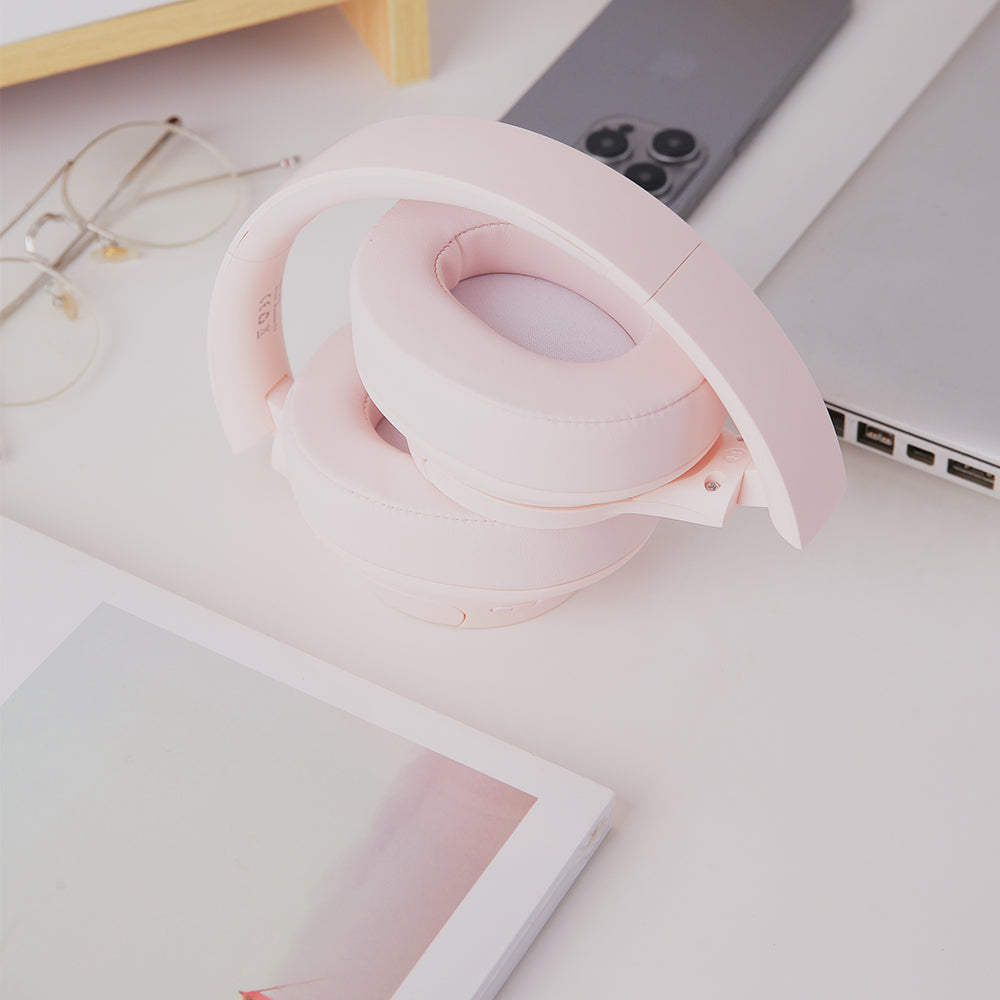 Over Ear Bluetooth Headphone Wireless Foldable Headset Pink