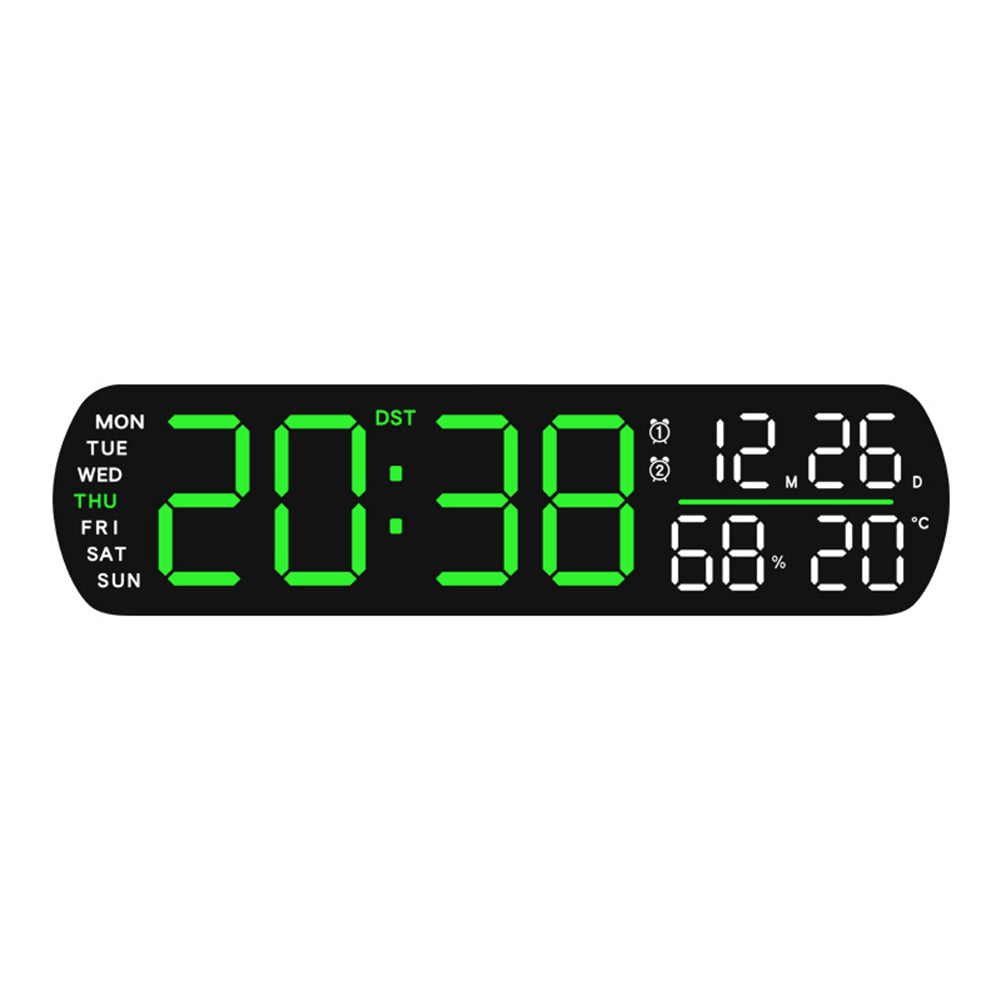 Digital Alarm Clock with LED Time and Temperature Humidity Display Black Shell
