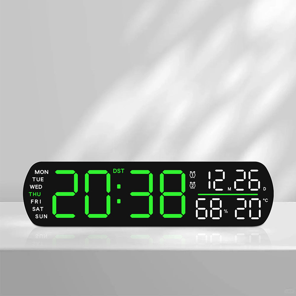 Digital Alarm Clock with LED Time and Temperature Humidity Display Black Shell