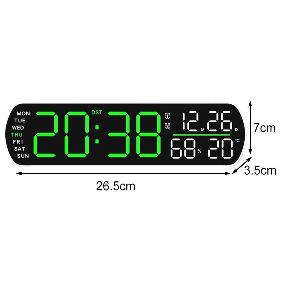 Digital Alarm Clock with LED Time and Temperature Humidity Display White Shell