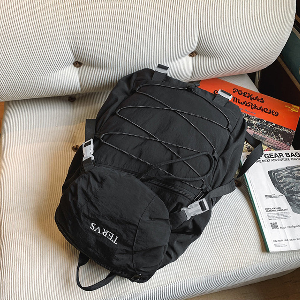 2-in-1 Hiking Backpack Set Packable Water Resistant Daypack with Small Pouch Black