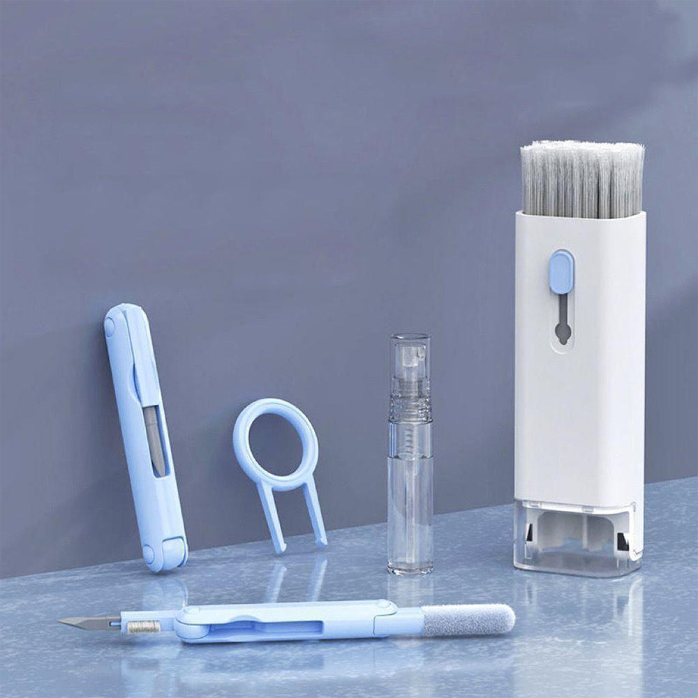 7-in-1 Brush Kit for Computer Keyboard Cleaning Headphones Phone Screen Blue
