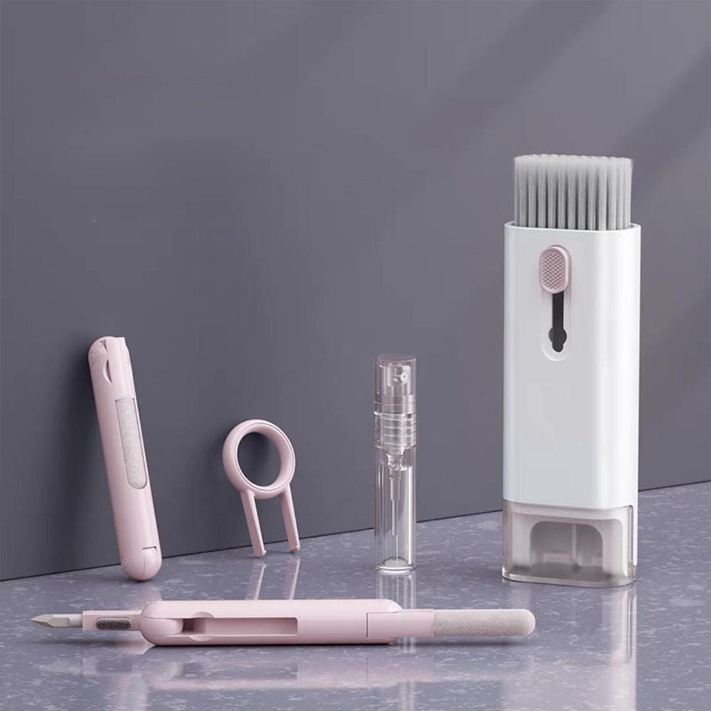 7-in-1 Brush Kit for Computer Keyboard Cleaning Headphones Phone Screen Pink