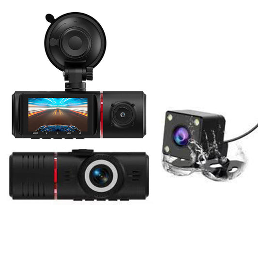 1080P 3- Channel Dash Cam Front and Rear Inside Dash Camera for Cars Loop Recording with 32GB TF Card