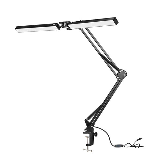 USB Powered Dual-Head LED Desk Lamp with Adjustable Clamp Base Dimmable Night Light for Study Reading Working