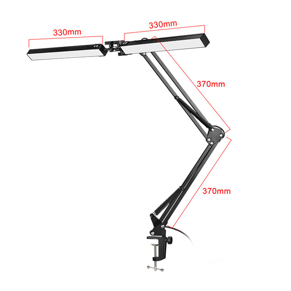 USB Powered Dual-Head LED Desk Lamp with Adjustable Clamp Base Dimmable Night Light for Study Reading Working