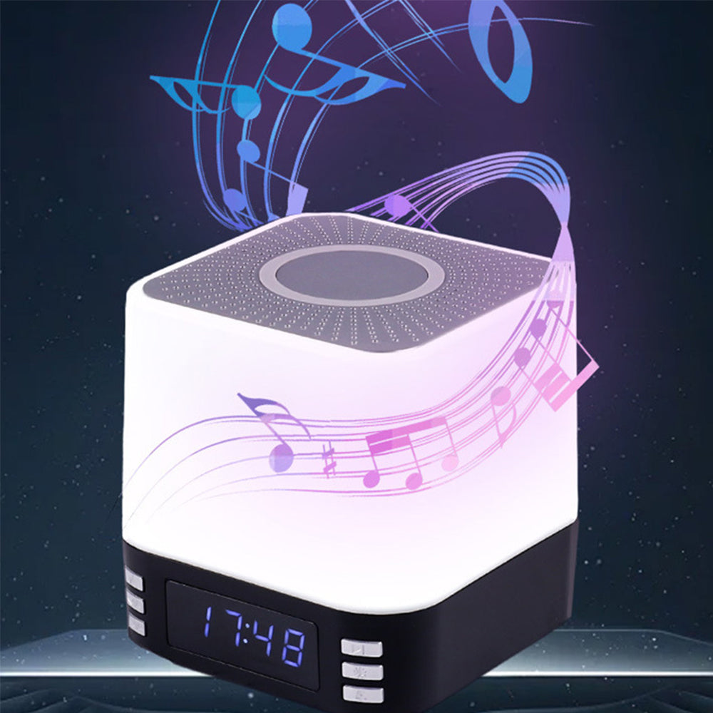 Multi-Purpose Bluetooth Speaker with 15W Fast Wireless Charging Function RGB LED Night Light Alarm Clock Black