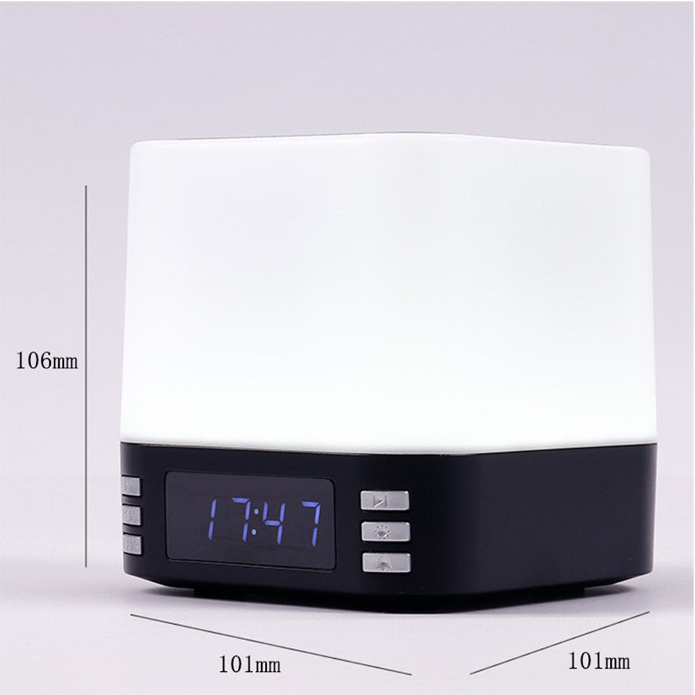 Multi-Purpose Bluetooth Speaker with 15W Fast Wireless Charging Function RGB LED Night Light Alarm Clock Black