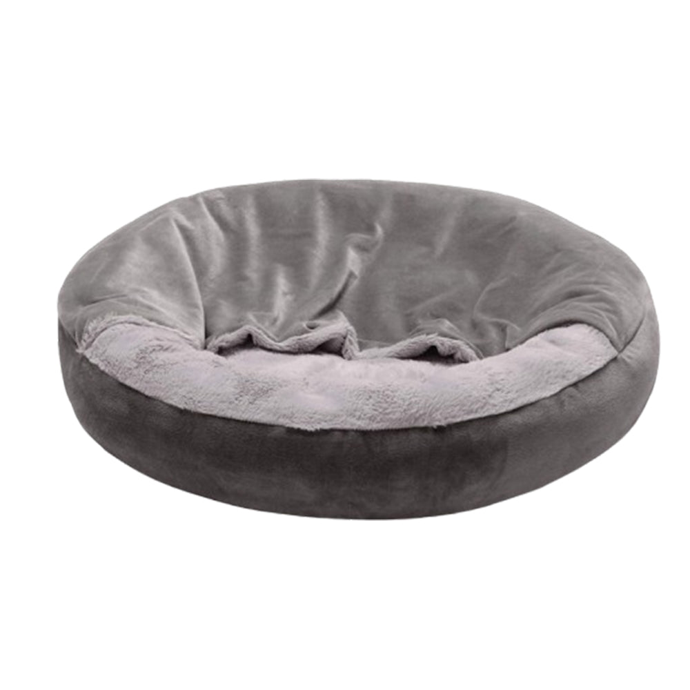 Round Donut Dog Bed Washable Plush Hooded Pet Nest