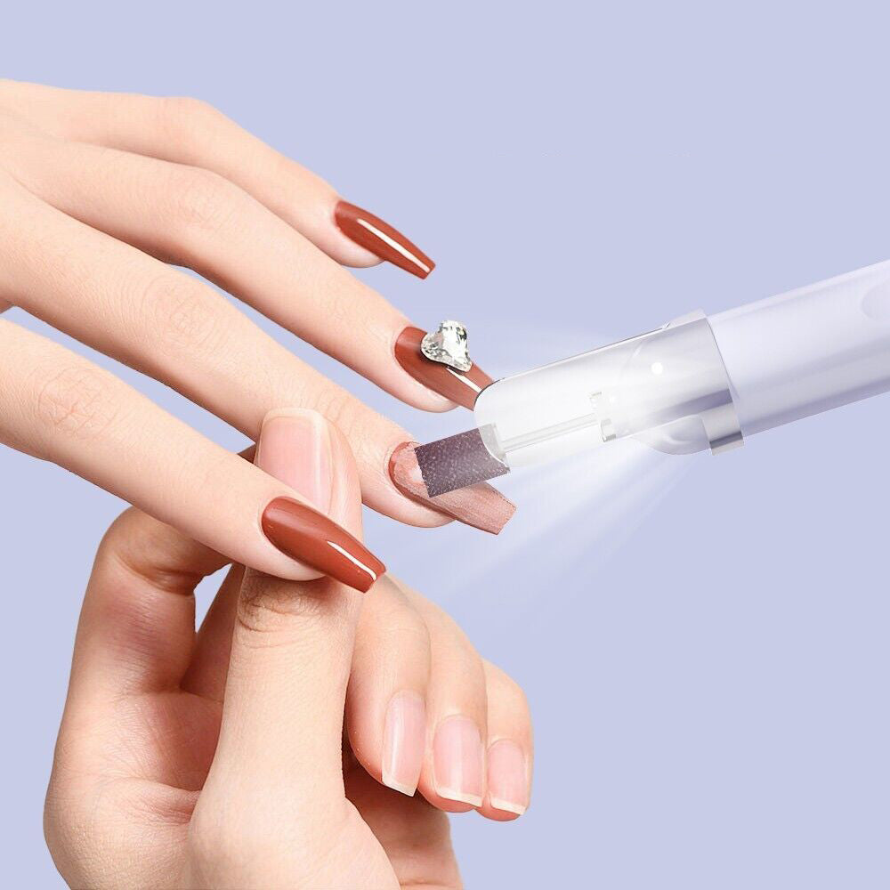 Rechargeable Electric Manicure and Pedicure Kit Cordless Nail Drill with LED Light for Natural/Acrylic Nails Purple