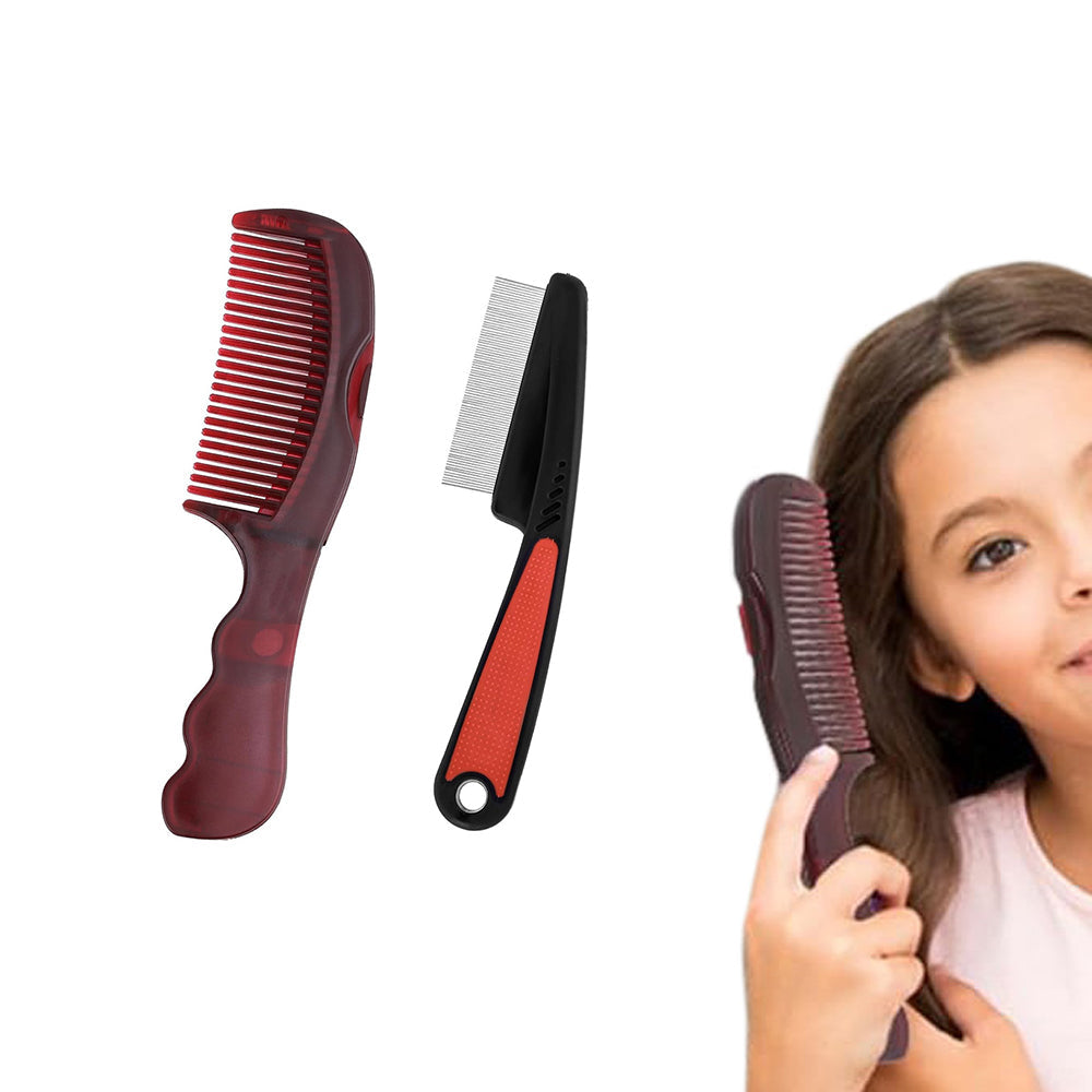 Deshedding Comb and Flea Comb Set Dandruff Remover Scalp Sweep Brush Set