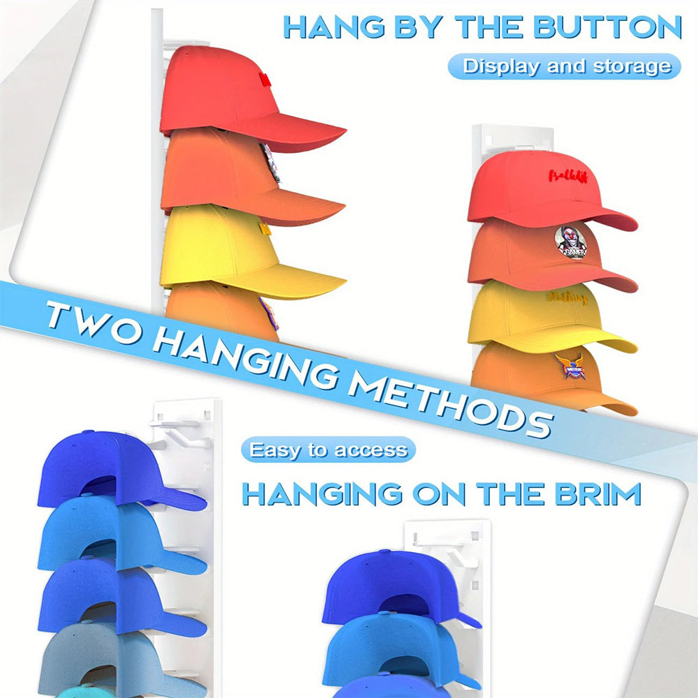 Multi-Tier Baseball Cap Organizer Wall Mounted Hat Storage Rack Display Holder White