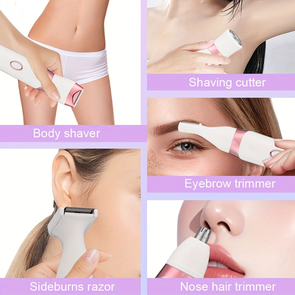 5 in 1 Rechargeable Electric Shaver with LED Display Hair Trimmer for Women Pink
