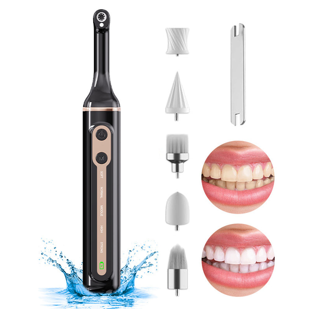 Electric Teeth Whitening Polisher with LED Light 5-Speed Cleaning and Polishing Black