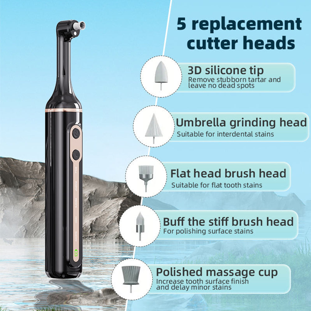 Electric Teeth Whitening Polisher with LED Light 5-Speed Cleaning and Polishing Black