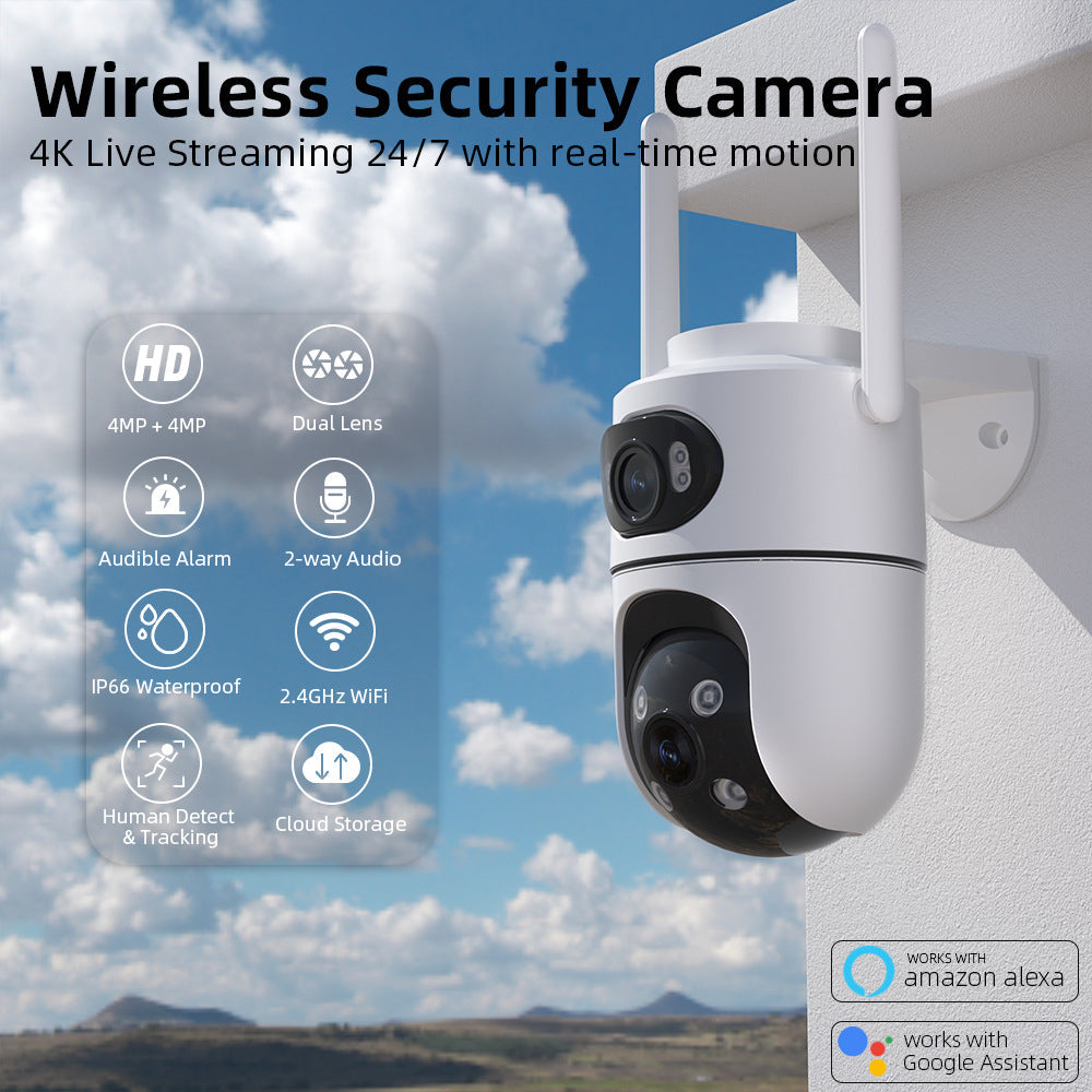 6MP Dual Lens Wireless Security Camera with Night Vision Outdoor Home Surveillance System