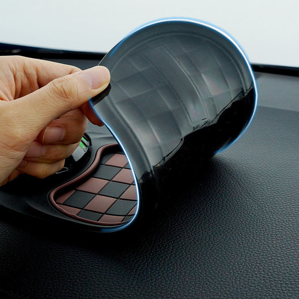 Multifunction Car Anti-Slip Mat with Phone Holder & Parking Number Brown