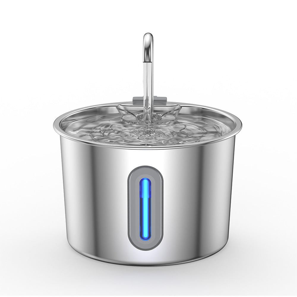 2.2L Stainless Steel Cat Water Fountain USB Powered Pet Drinking Bowl