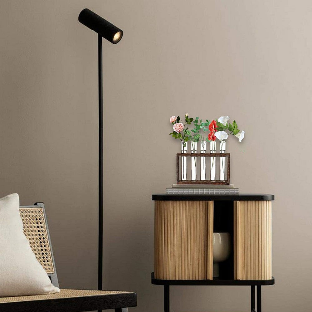 Wall Hanging Glass Planter Tabletop Plant Terrarium Flower Vase with 5 Test Tube for Home Office Decoration