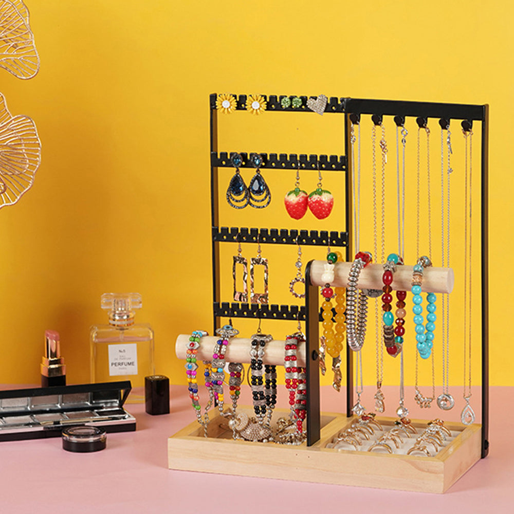 Wooden Jewelry Holder Rack Jewelry Display Stand Ring Bracelet Holder Organize