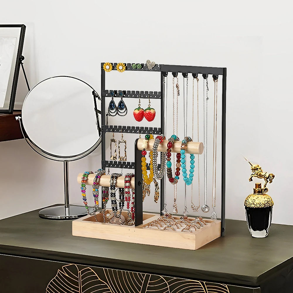 Wooden Jewelry Holder Rack Jewelry Display Stand Ring Bracelet Holder Organize