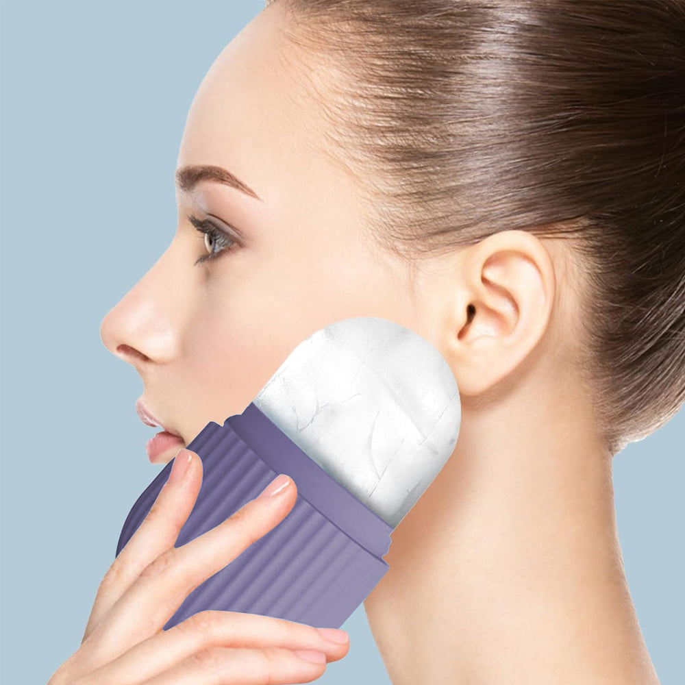 Reusable Ice Facial Roller Silicone Anti Wrinkle Face Massager Eye Facial Beauty Skin Care Tool Purple