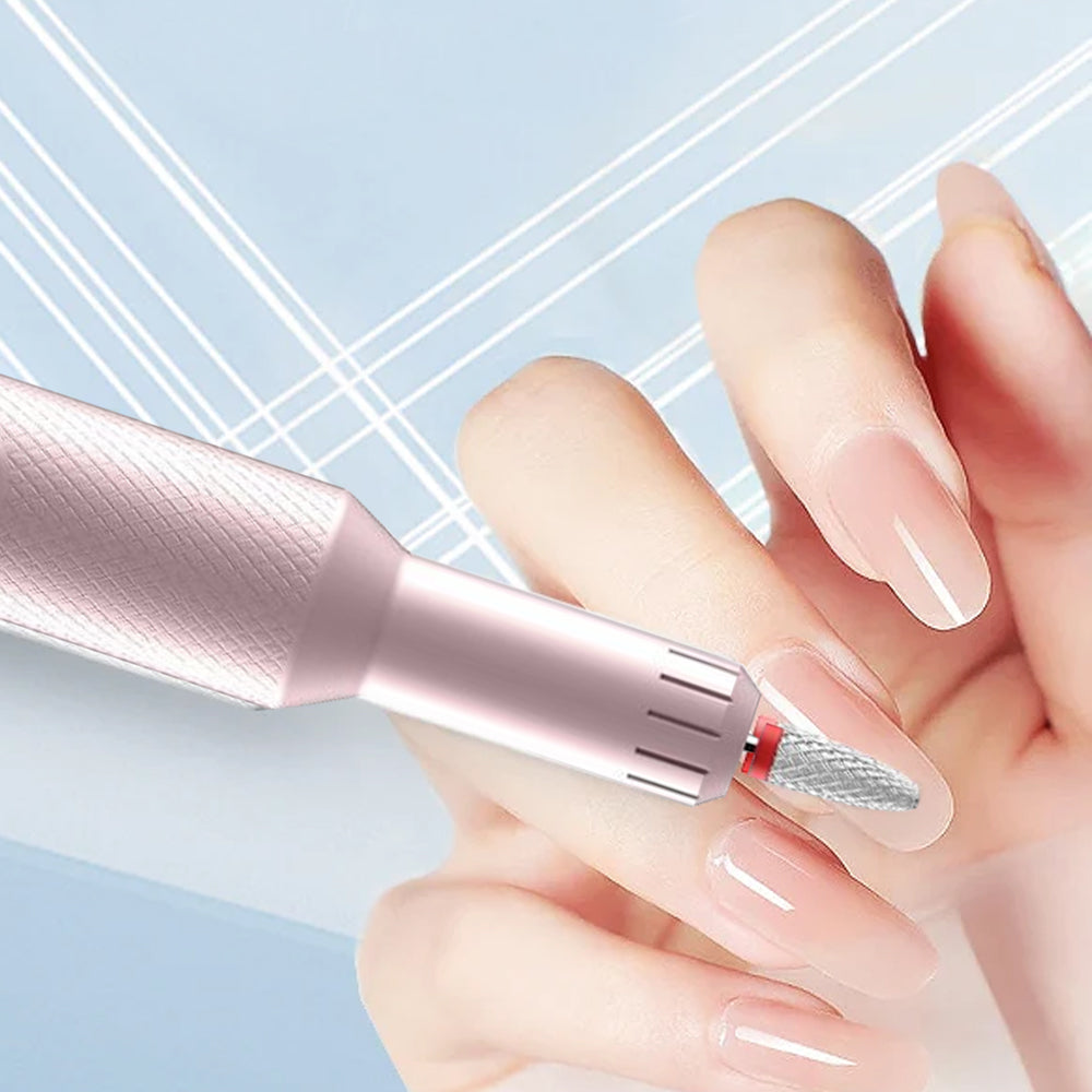 Rechargeable Electric Nail Drill with Portable Nail File Kit Manicure Pedicure Polishing Shape Tools Pink