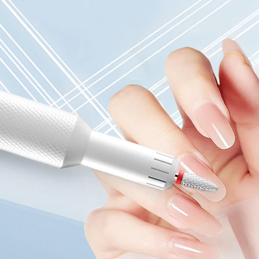 Rechargeable Electric Nail Drill with Portable Nail File Kit Manicure Pedicure Polishing Shape Tools White