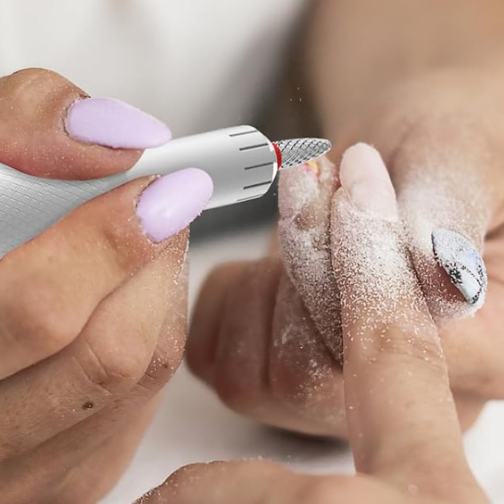 Rechargeable Electric Nail Drill with Portable Nail File Kit Manicure Pedicure Polishing Shape Tools White