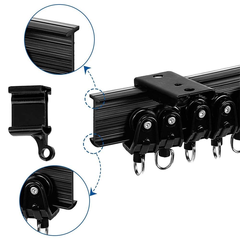 5M Bendable Flexible Window Curtain Track Rail Wall Ceiling Mount Black