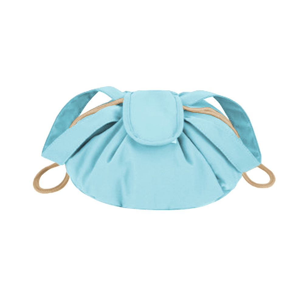 Travel Barrel Drawstring Makeup Bag Cosmetic Bag Toiletry Organizer Blue