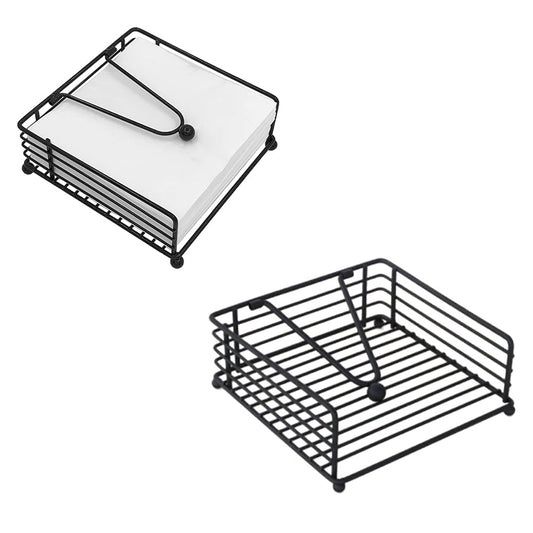 2Pcs Square Paper Napkin Holder for Table Flat Napkin Holder with Weighted Arm