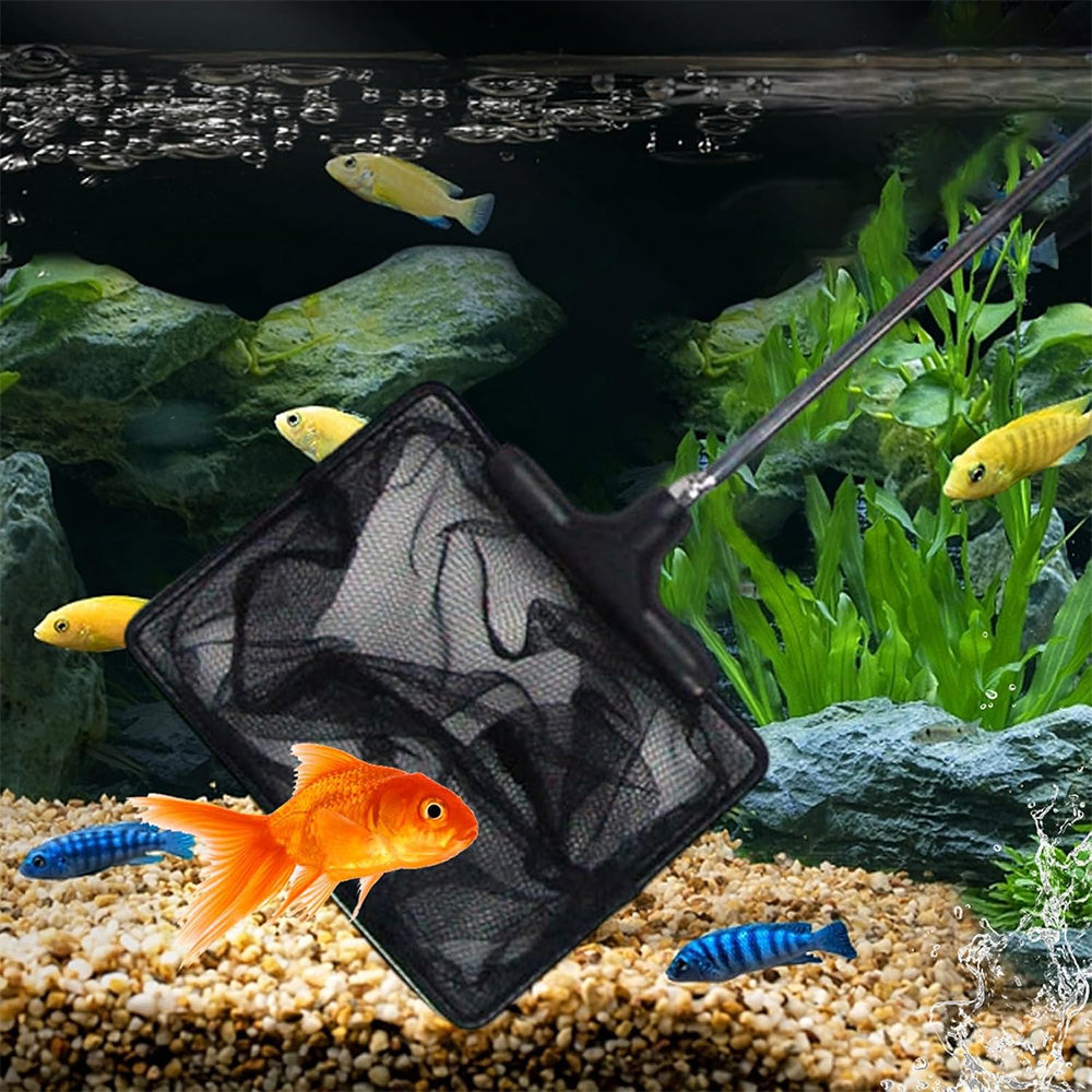 Telescopic Aquarium Fish Nets Rectangle Frame Nylon Tank Scoop