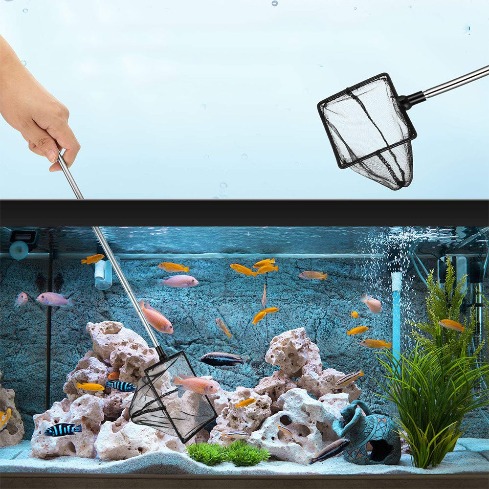 Telescopic Aquarium Fish Nets Rectangle Frame Nylon Tank Scoop