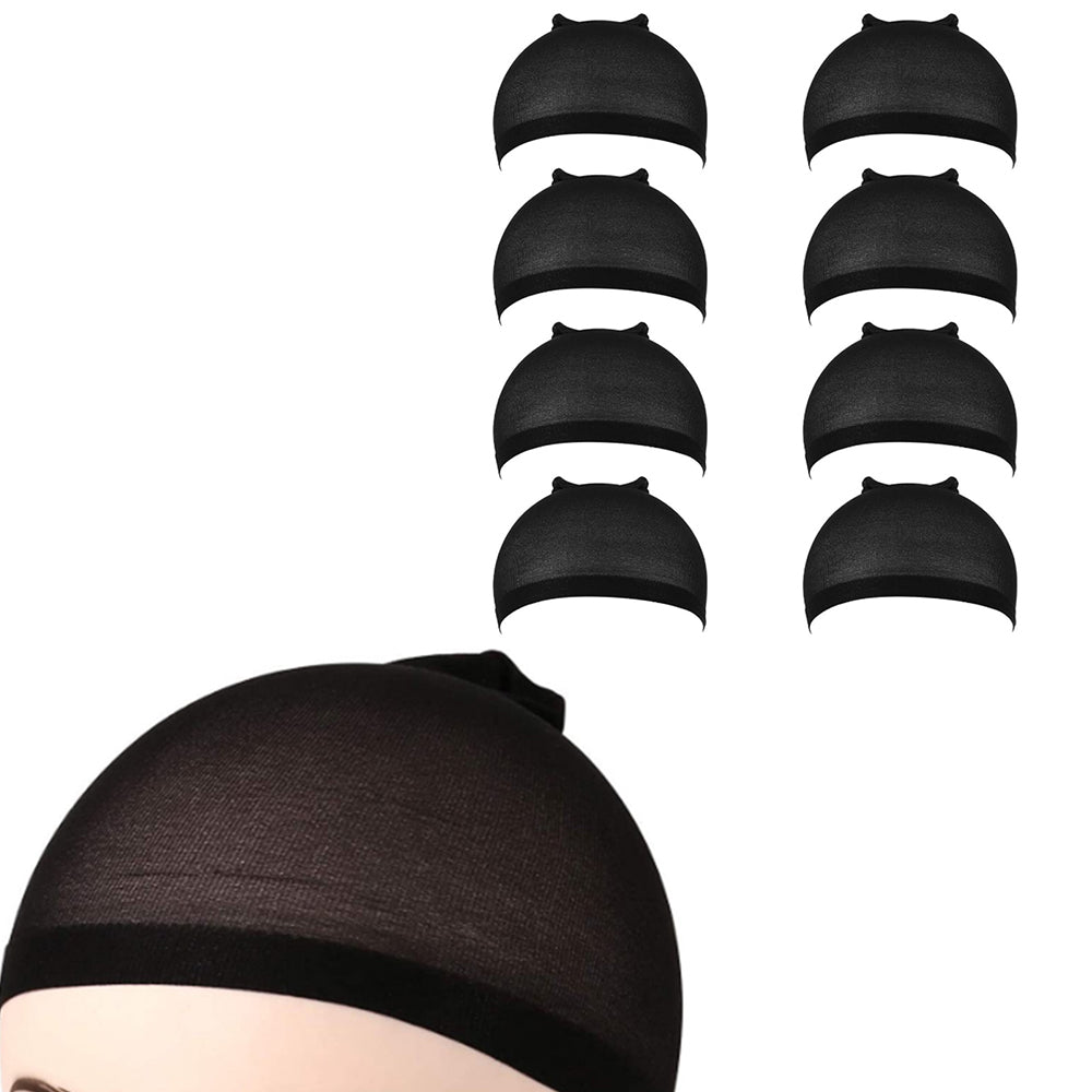 8Pcs Stocking Wig Caps Stretchy Nylon Hair Net for Women Black