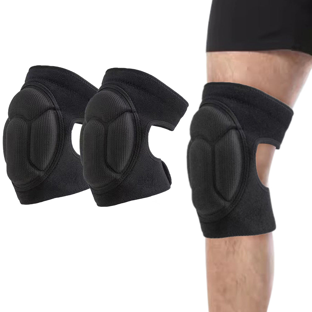 Pair of Knee Pads Anti-Slip Knee Protector Braces for Work Sports Black