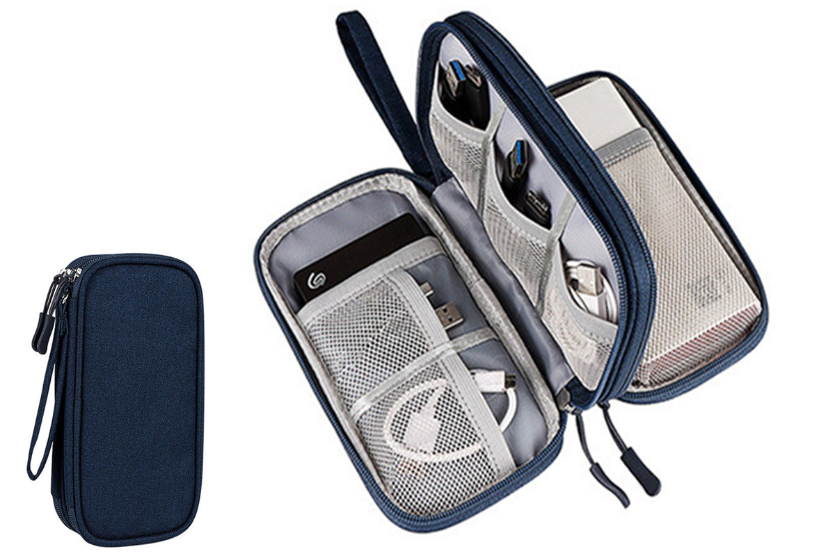 Electronics Accessories Organizer Universal Travel Digital Accessories Storage Bag -Blue