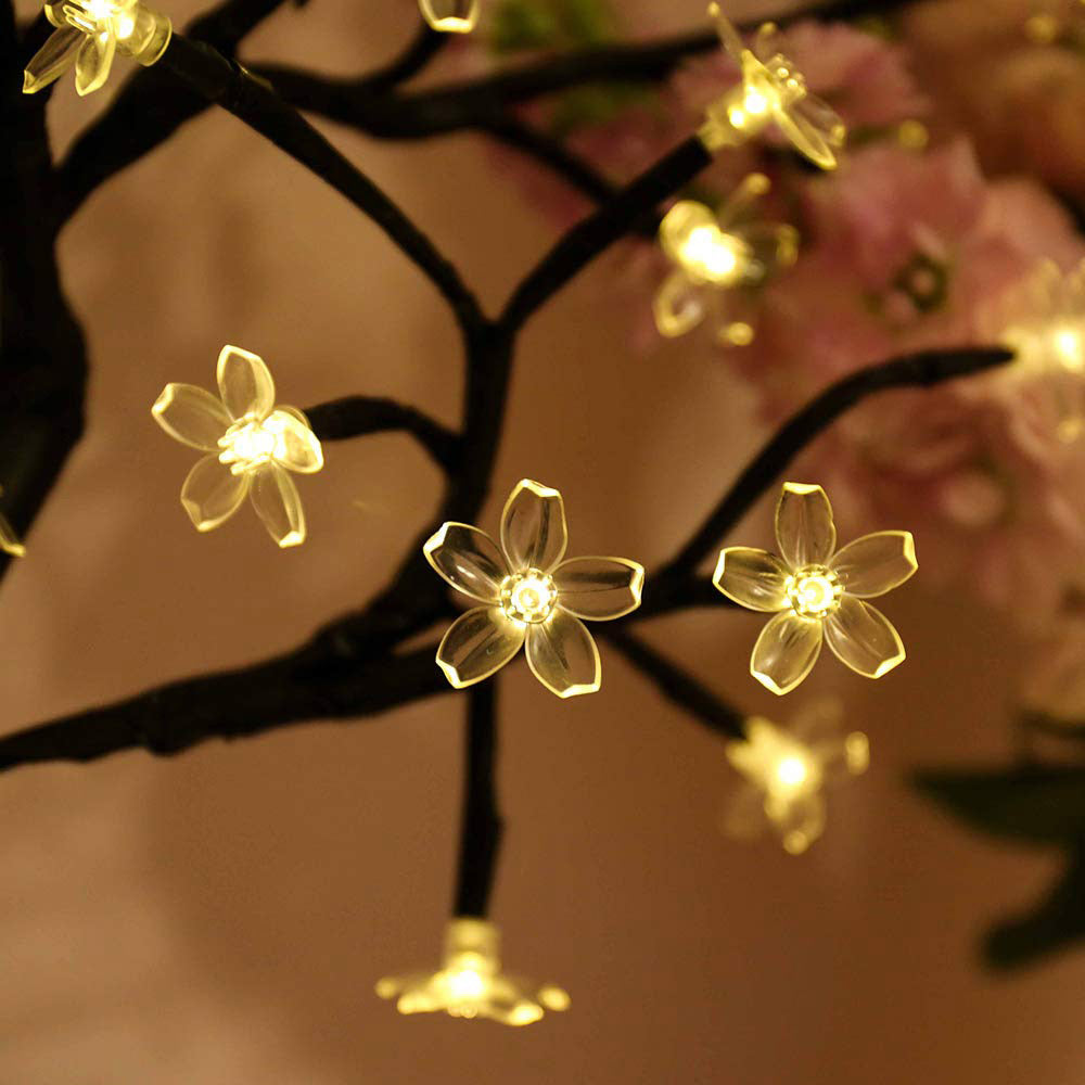 LED Cherry Blossom Tree Lights Table Bedside Lamp 40 LED Warm White Light USB Party Home Decoration