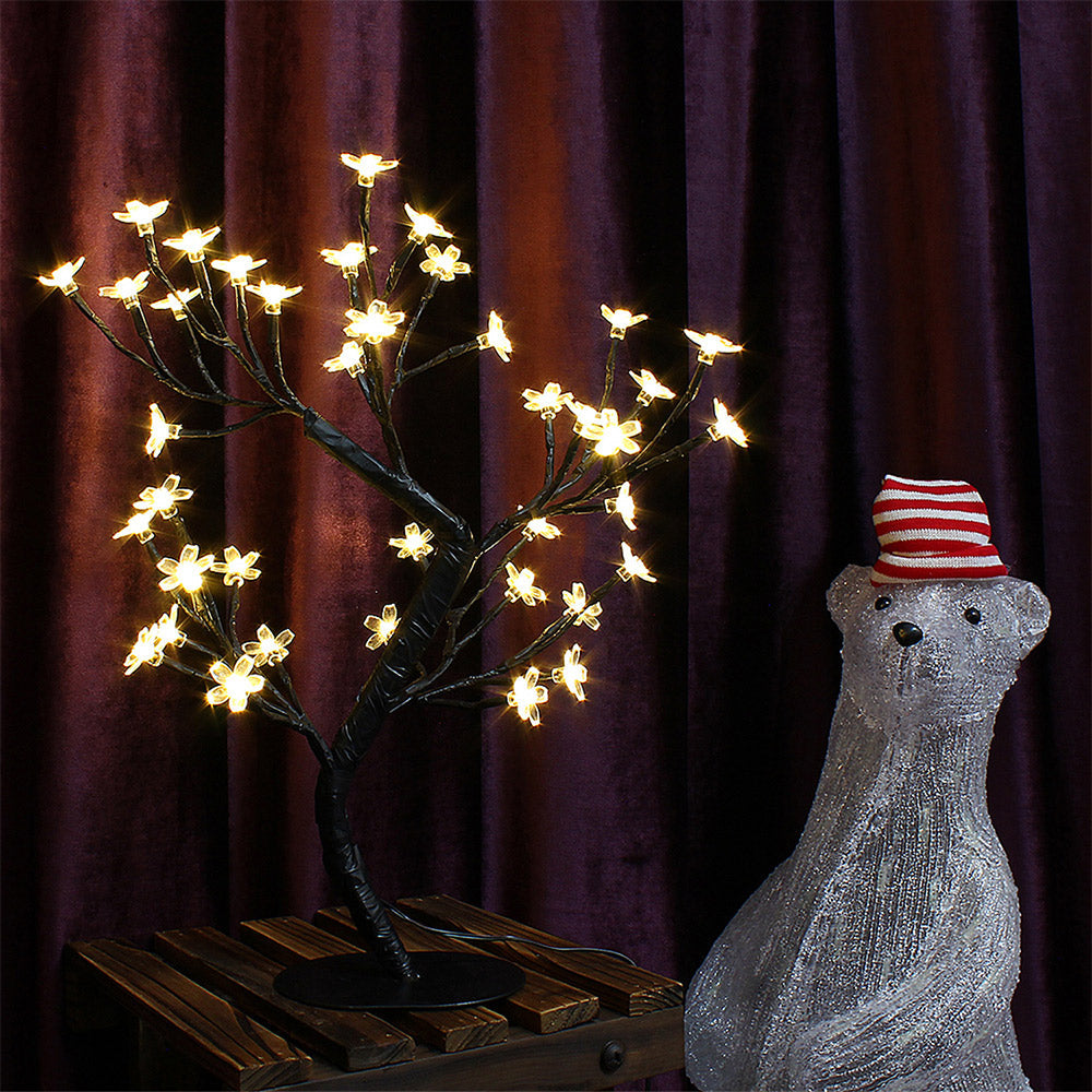 LED Cherry Blossom Tree Lights Table Bedside Lamp 40 LED Warm White Light USB Party Home Decoration
