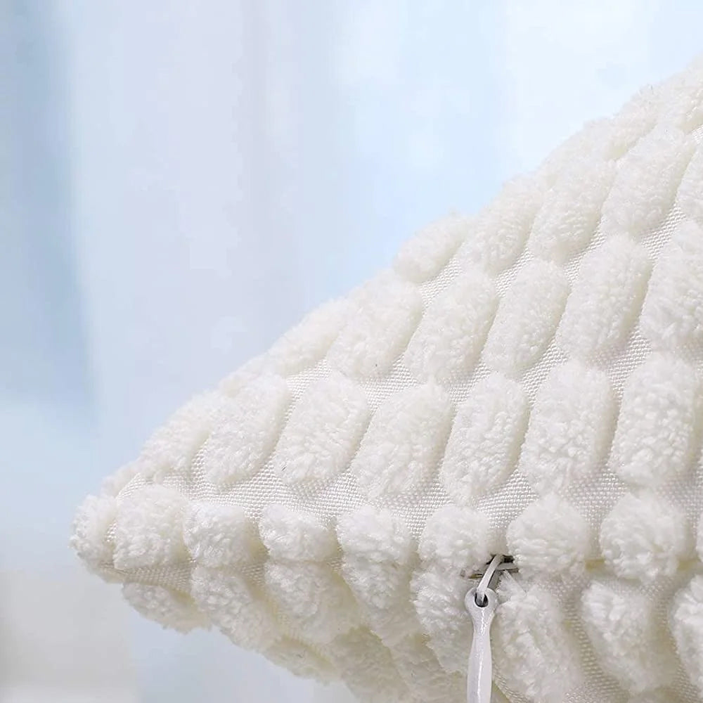 2Pcs Corduroy Throw Pillow Cover Sofa Lounge Cushion Cover Home Decor Beige