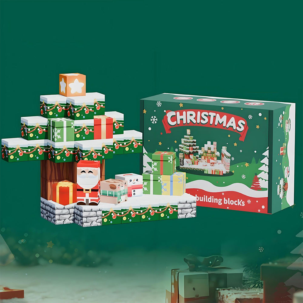 Magnetized Building Blocks for Kids Christmas Themed STEM Learning Cubes Style 1
