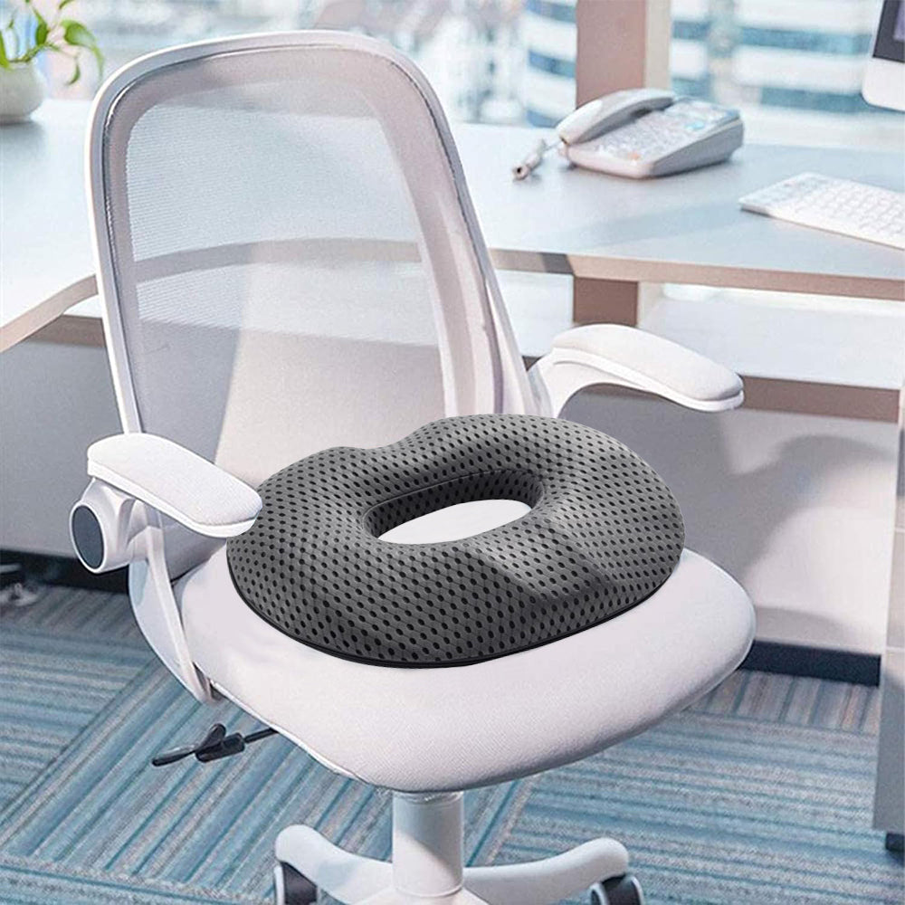 Men's Donut Seat Cushion Thick Memory Foam Hemorrhoid Pillow for Office Home Chairs Gray