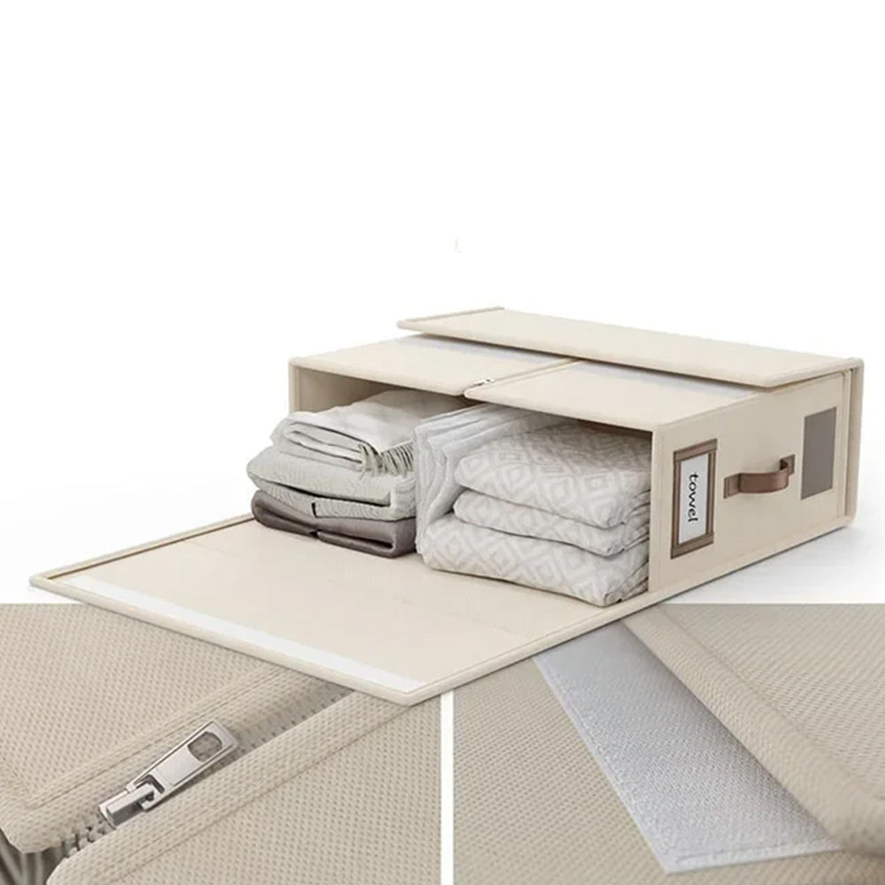 4Pcs Set Bed Sheet Organizers Bedding Storage Bags Beige