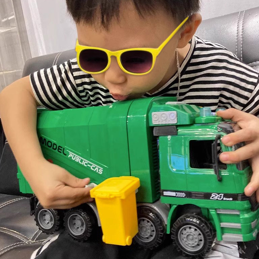 Inertia Automatic Lifting Loading Garbage Truck Toy with 3Pcs Trash Cans Kids Vehicle Toys