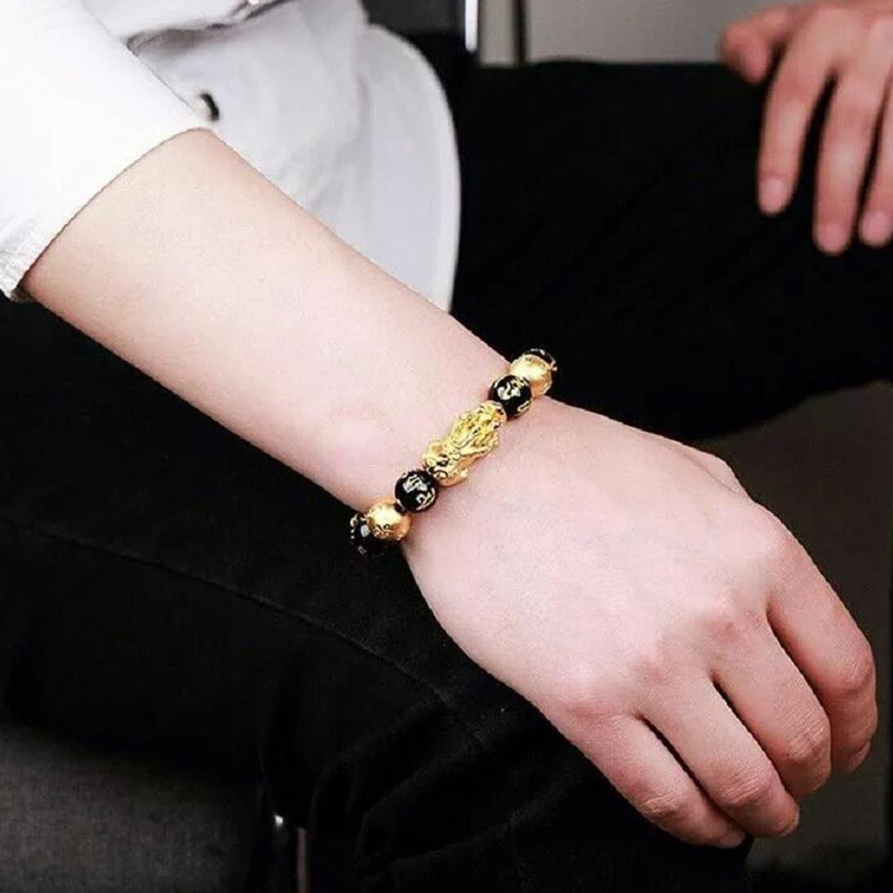 Feng Shui Black Mantra Beads Pi Xiu Bracelets for Attract Wealth and Good Luck