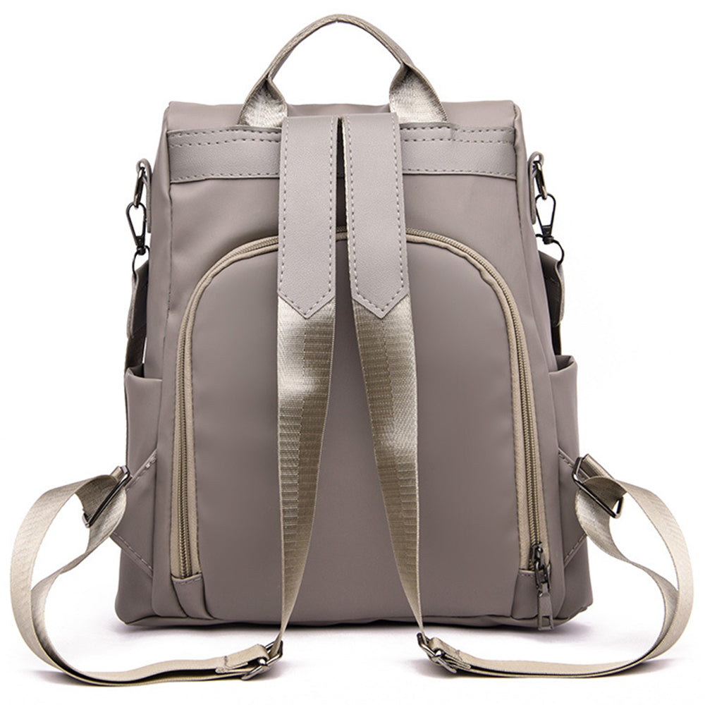 3-in-1 Womens Water-Resistant Backpack Anti-theft Rucksack Travel Shoulder Bag Khaki