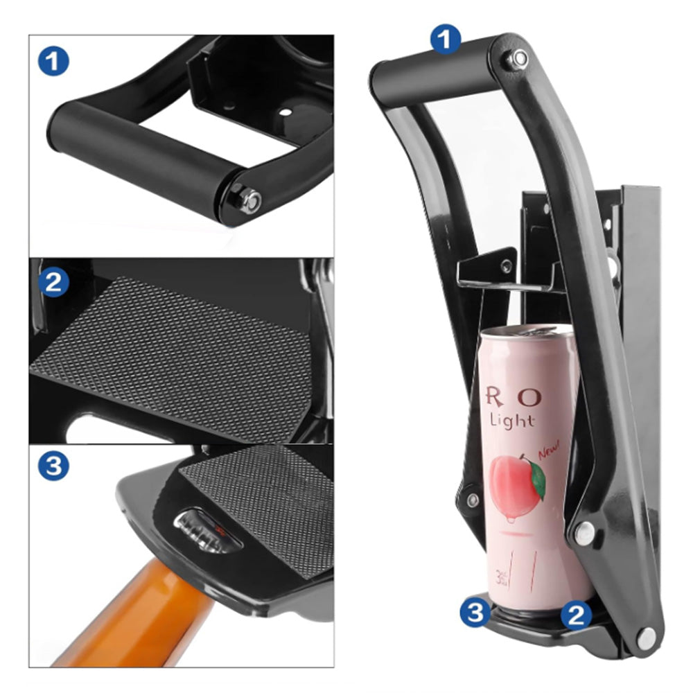 Wall Mounted Can Crusher with Can Opener for 8-16 Oz Can Hand-Held Can Flattener Recycling Tool