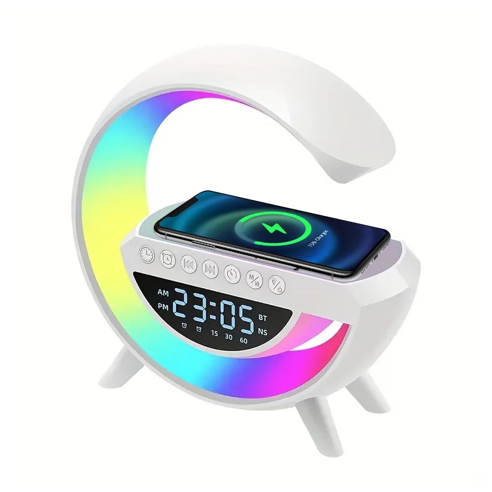 3 in 1 Digital Display Bluetooth Speaker Night Light with Wireless Charger